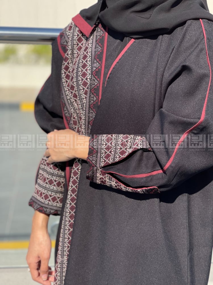 عباية بتطريز السدو والقيطان العنابية  1133