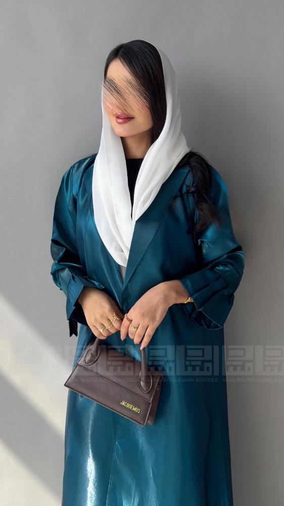 عباية صيفية ميكادو لامع بتصميم أزرق مميز- 1451