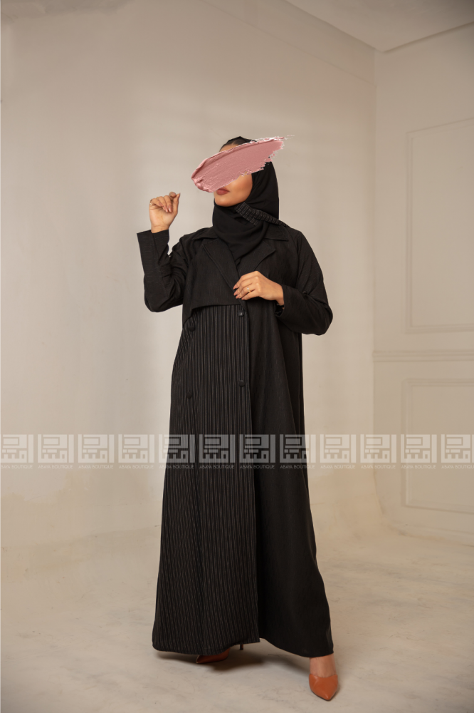عباية سوداء رسمية بخطوط طولية 1172