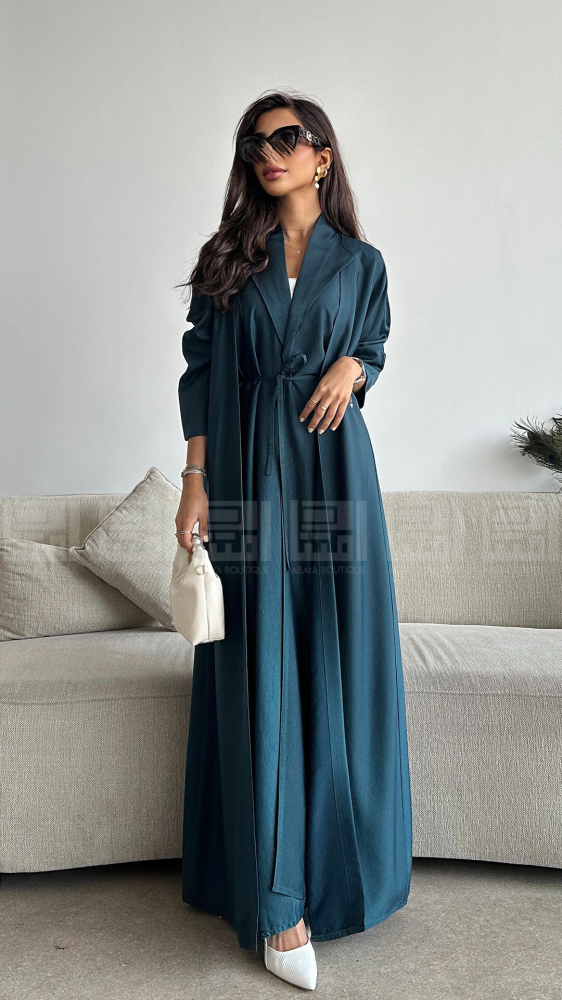 Summer abaya in turquoise color with Mikado fabric- 1409