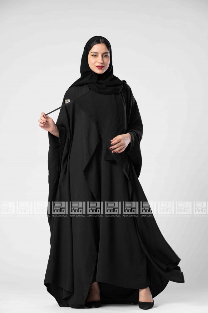 عباية  بشت سوداء بالكامل بياقة مميزة 1164