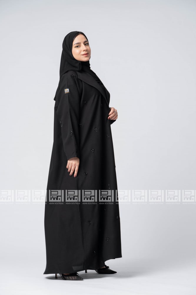 Embroidered abaya, decorated with black khruz pattern 1285