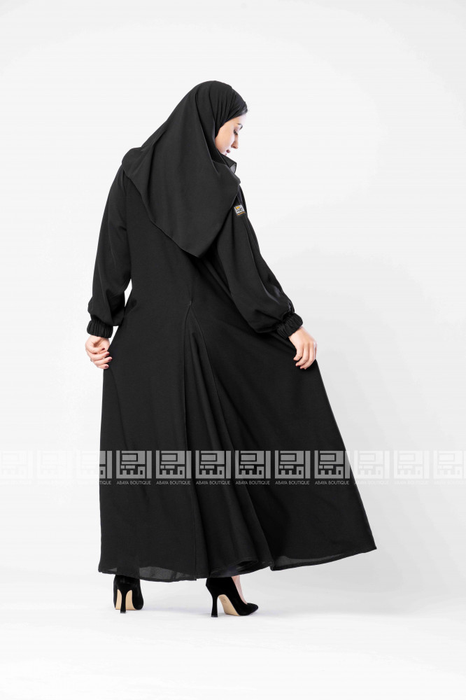 عباية سوداء سادة بسحاب و جيوب-1301