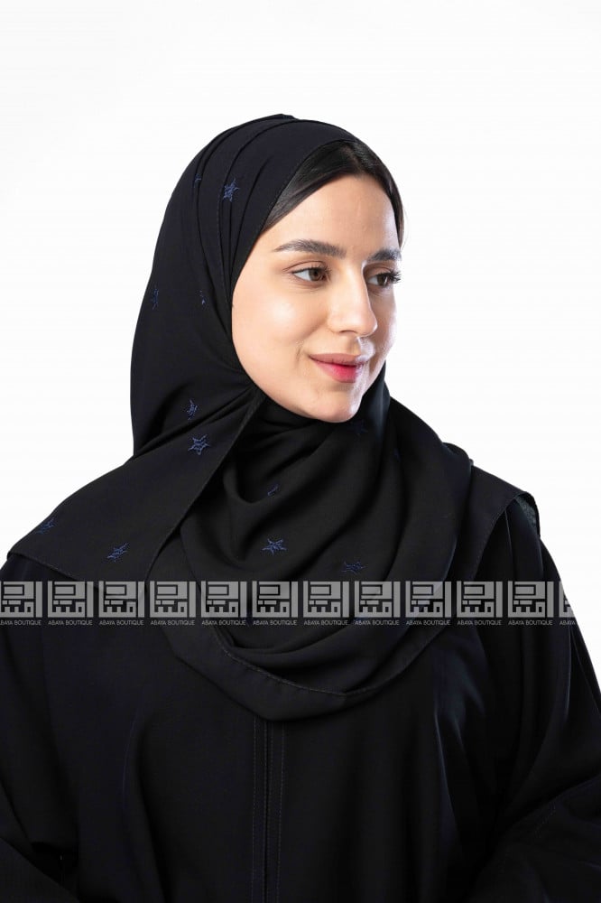 طرحة سوداء مطرزة باللون الكحلي  1121