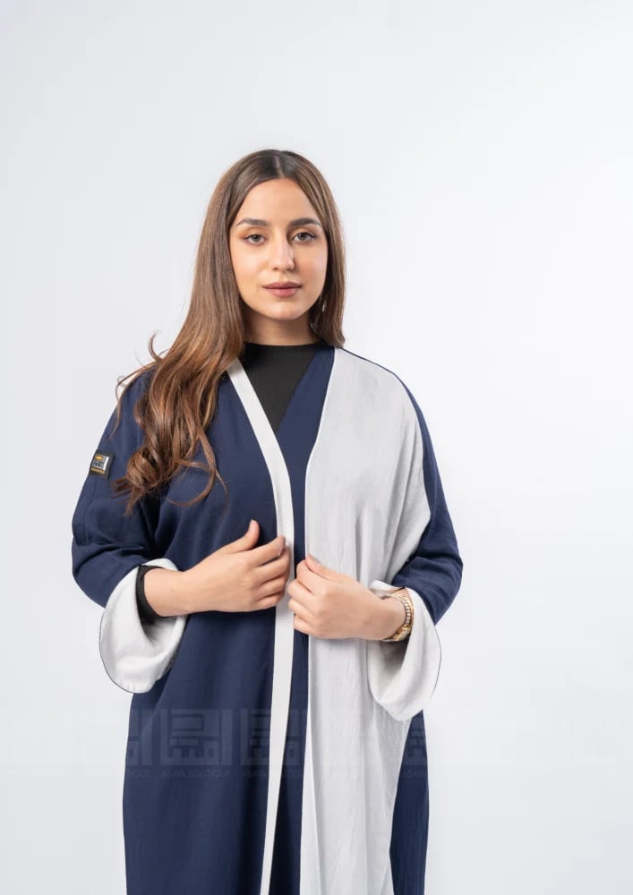 عباية كحلية بشال ابيض 1146
