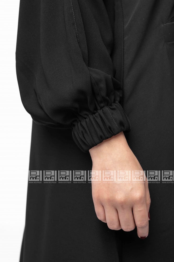 عباية سوداء سادة بسحاب و جيوب-1301