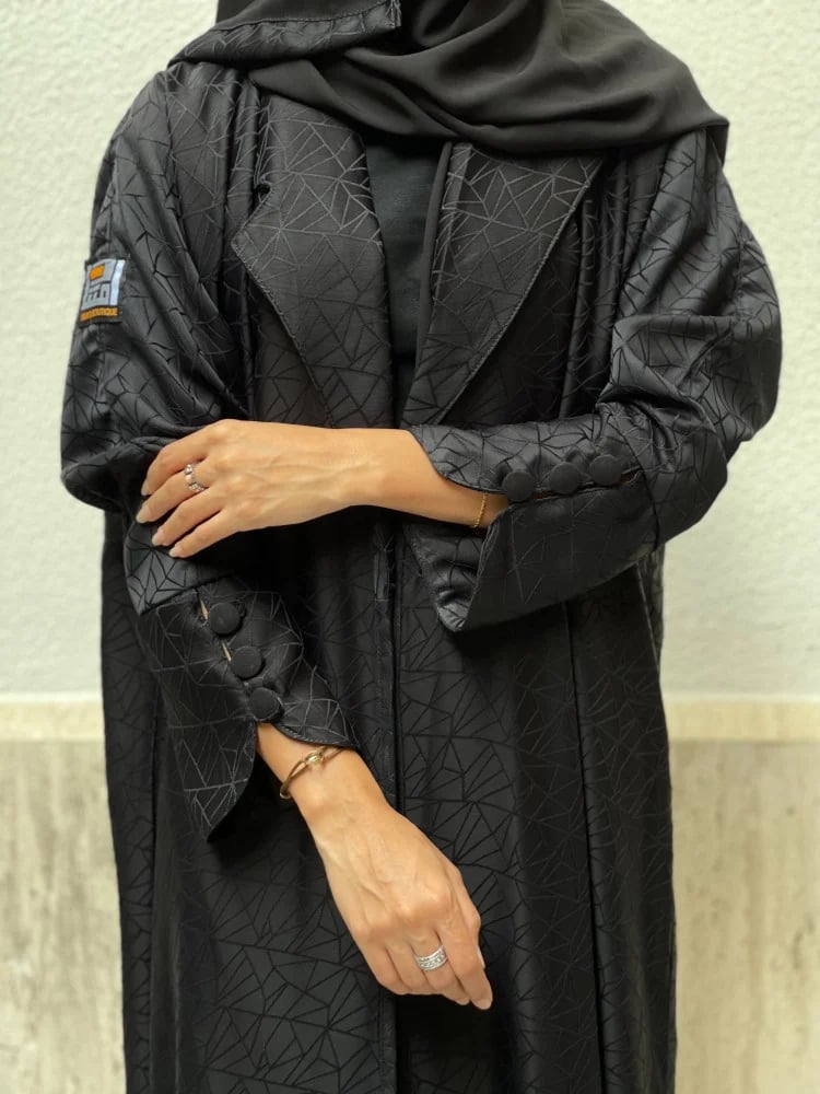 عباية سوداء رسمية بقماش جاكار 1097