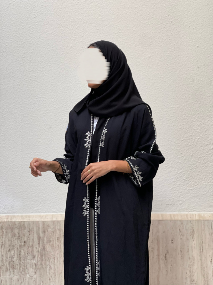 عباية سوداء بنقش سدو فضي 1094