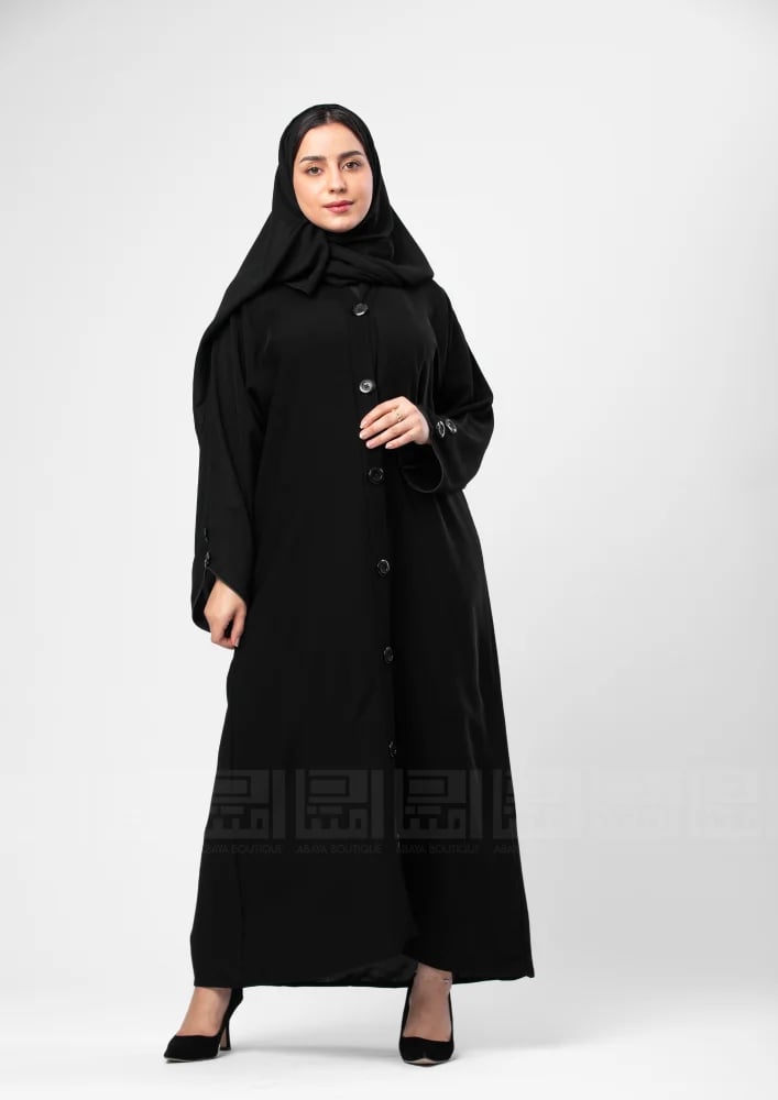 عباية سوداء واسعة بالأزارير - 1362