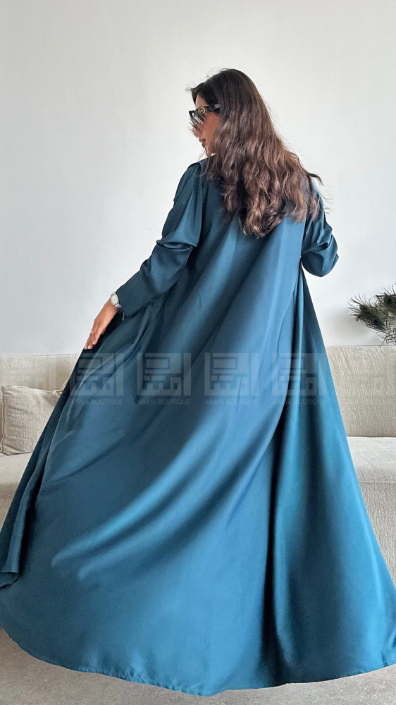 Summer abaya in turquoise color with Mikado fabric- 1409