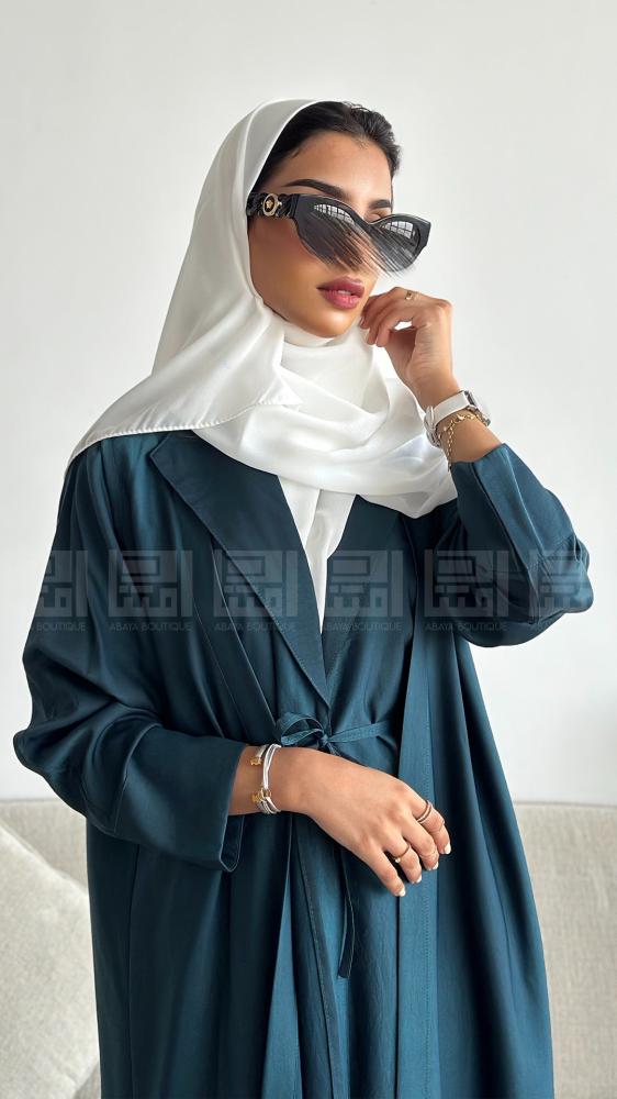Summer abaya in turquoise color with Mikado fabric- 1409