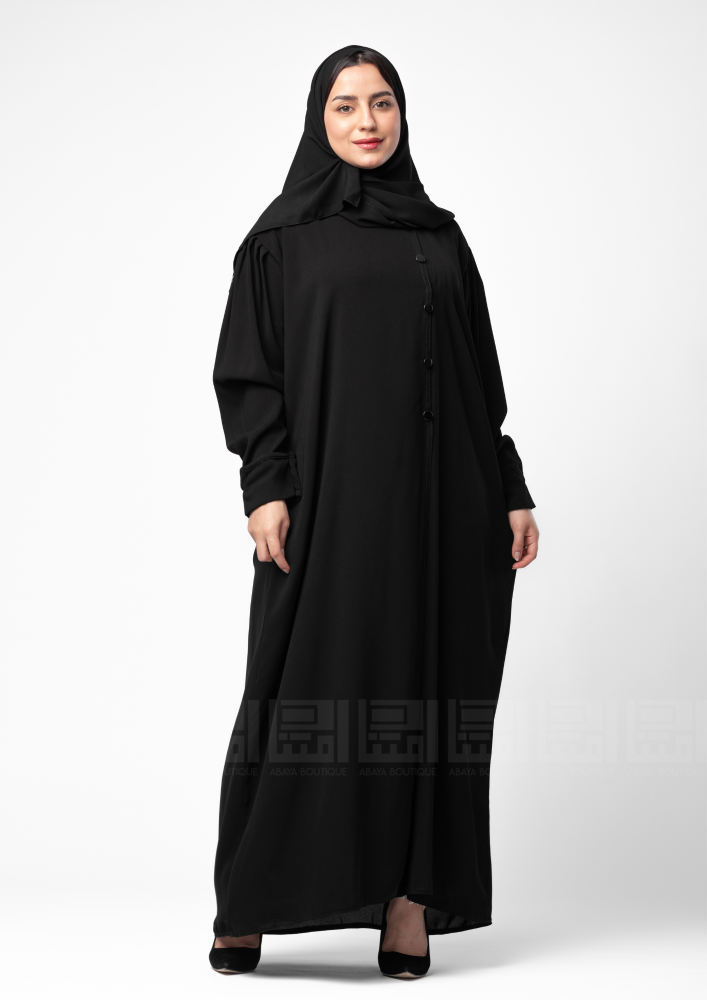 عباية سوداء بقصة أكمام بف -1364