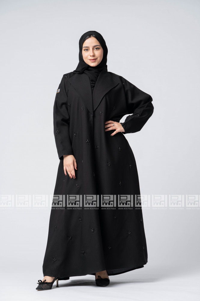 Embroidered abaya, decorated with black khruz pattern 1285
