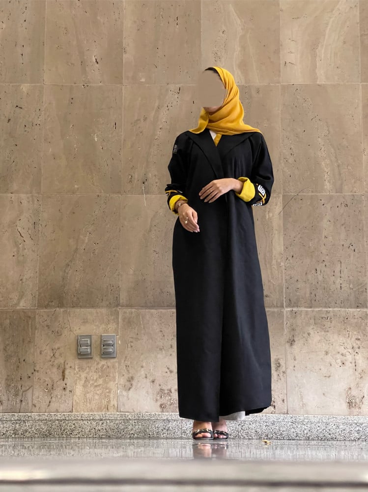 عباية بكم مثني باللون الكموني 1099