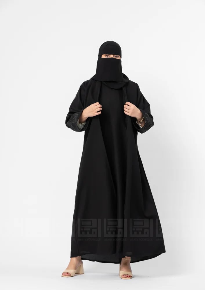 عباية سوداء بجيوب مخفية وفستان متصل  1354