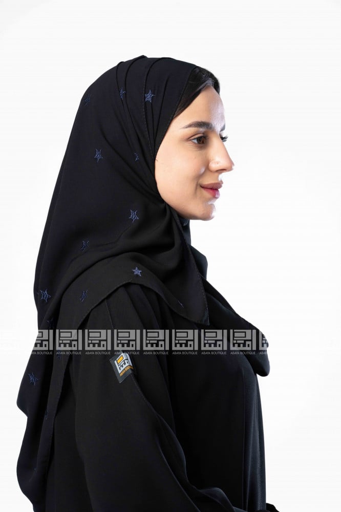 طرحة سوداء مطرزة باللون الكحلي  1121