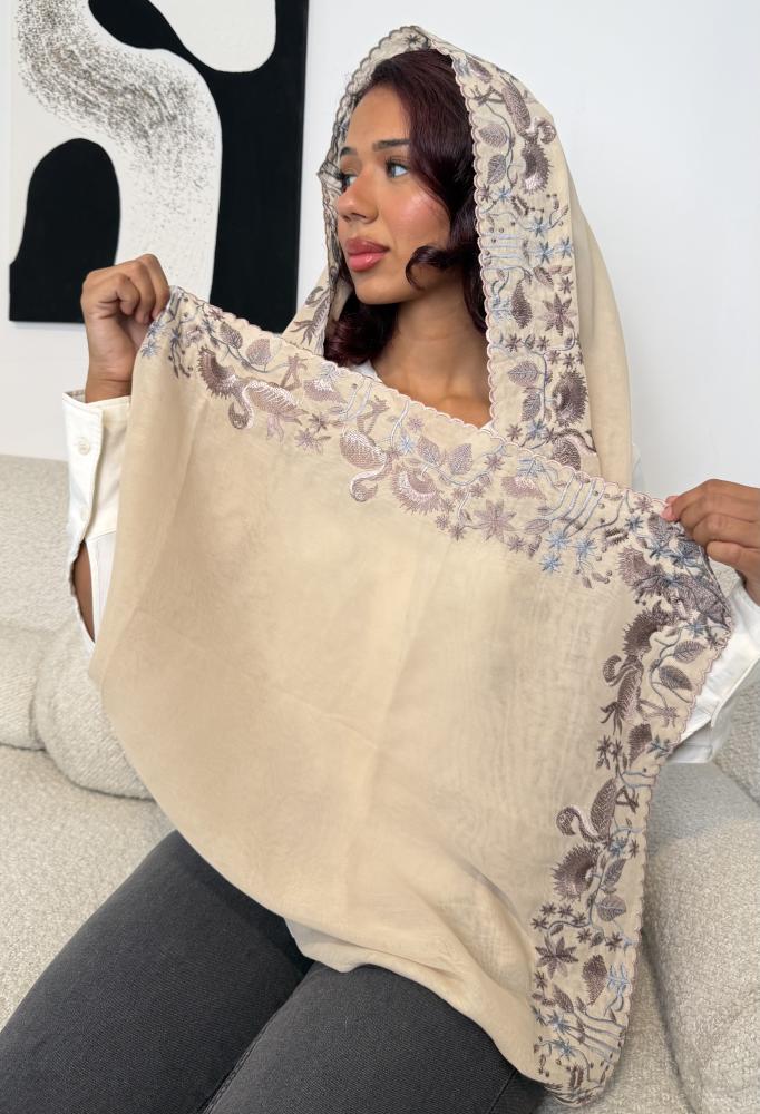 Flamingo velvet shawl