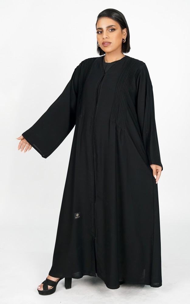 عباية اسود نص كلوش بكسرات