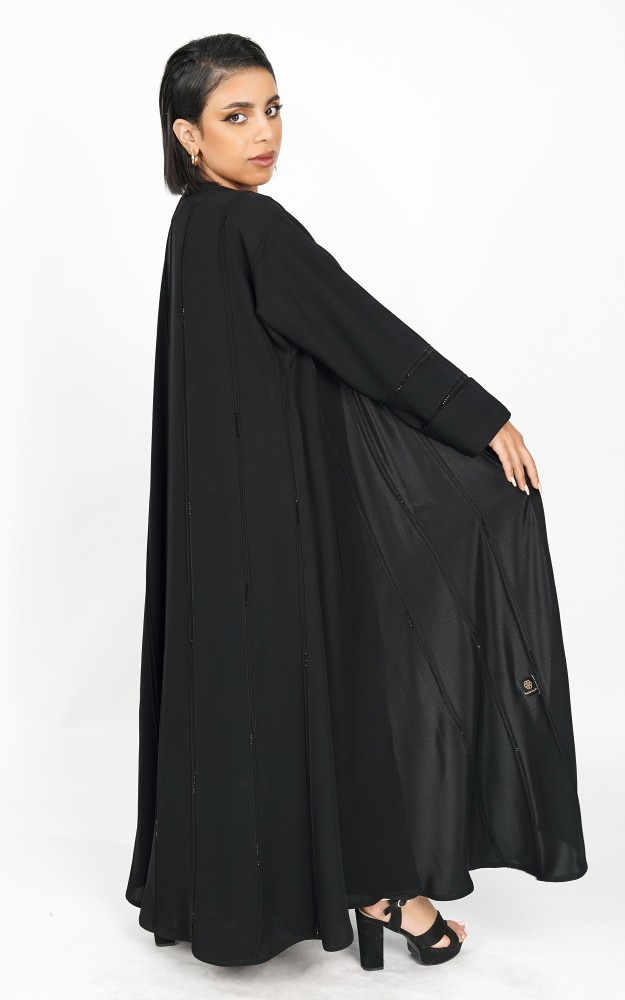 عباية نص كلوش بكرستال اسود