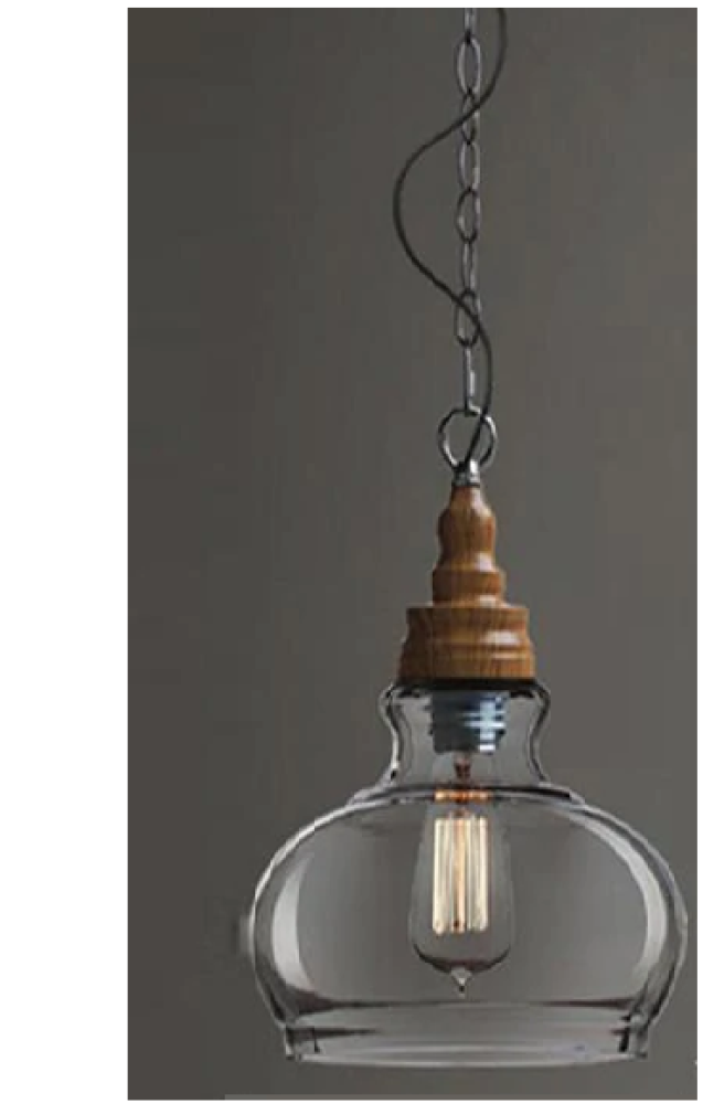 انارة معلقة E27 قزاز شفاف جلاس وود Glass Wood من روسلين