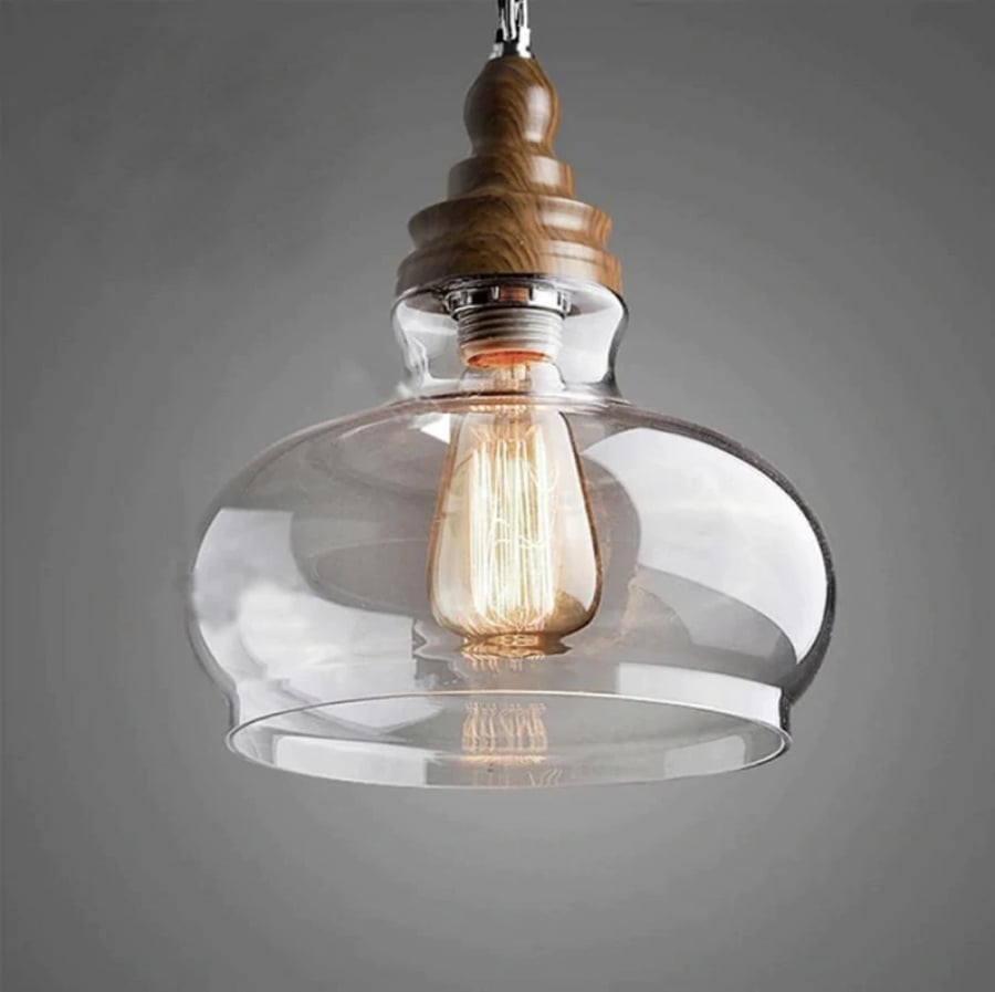 انارة معلقة E27 قزاز شفاف جلاس وود Glass Wood من روسلين