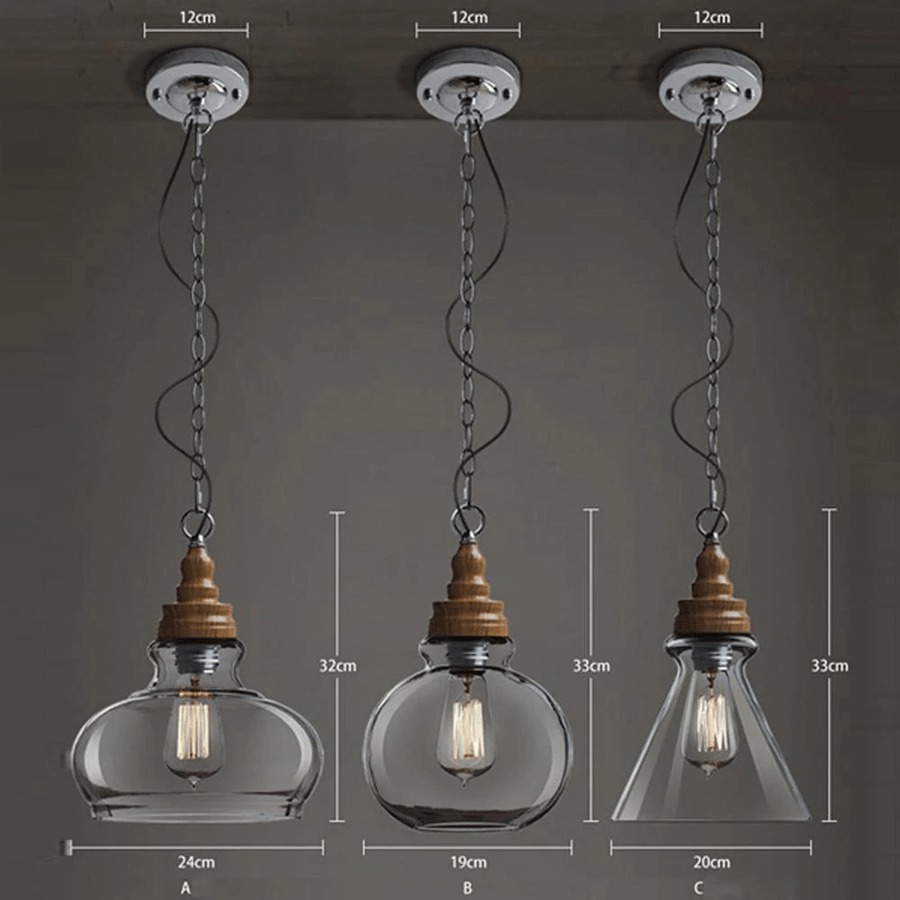 انارة معلقة E27 قزاز شفاف جلاس وود Glass Wood من روسلين