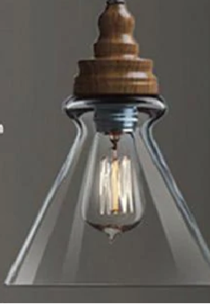 انارة معلقة E27 قزاز شفاف جلاس وود Glass Wood من روسلين