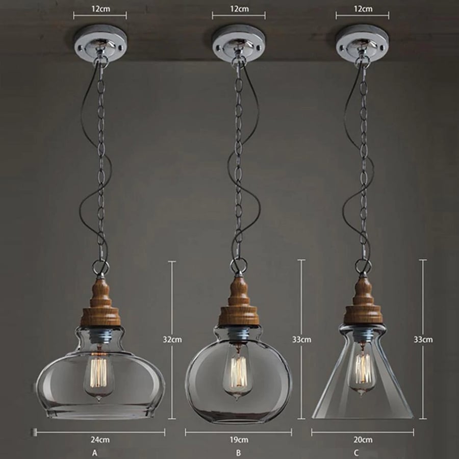 انارة معلقة E27 قزاز شفاف جلاس وود Glass Wood من روسلين