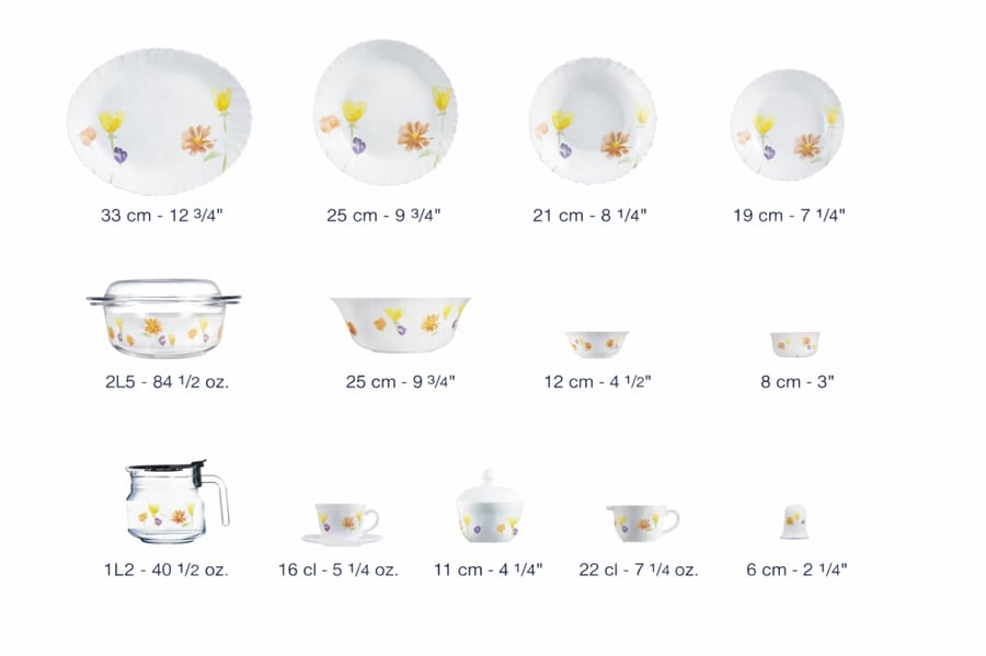 طقم أوركبال فرنسي من شركة Luminarc (96 قطعة) –  aquarella  – طقم أوركبال اكواريلا
