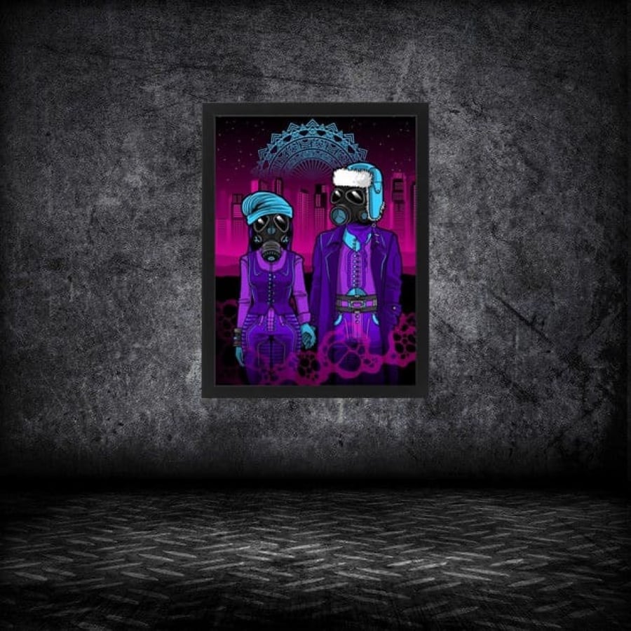 لوحة جدارية فنية All ways together دائمآ معًا برواز ابيض ، اسود