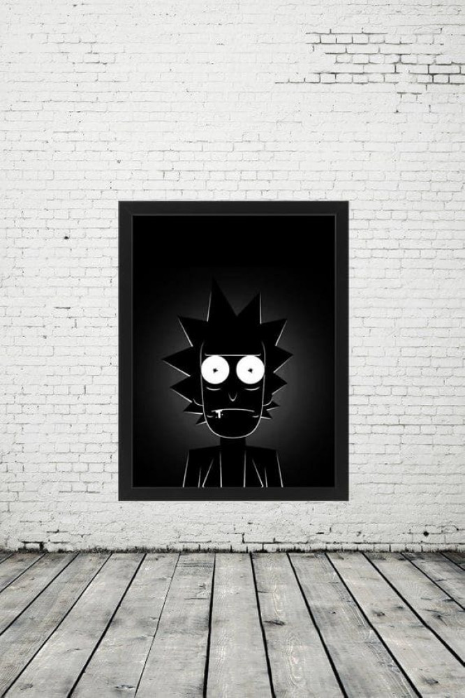 لوحة جدارية فنية Rick and Morty ريك اند مورتي برواز ابيض ، اسود