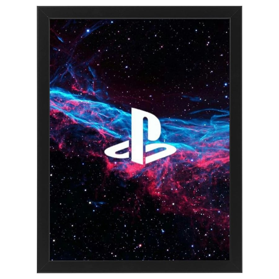 لوحة جدارية فنية Playstation Logo شعار بلاستيشين برواز ابيض ، اسود