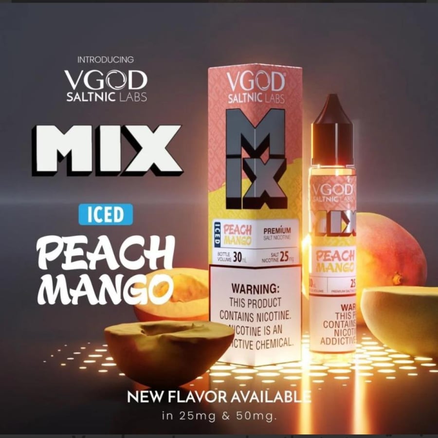 في قود خوخ مانجو ايس سولت - Vgod Peach Mango Ice Salt