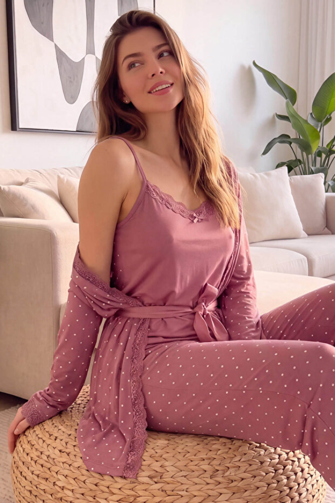 Pijamaevi – طقم بيجامة نسائي من قماش الخيزران بنقشة منقطة