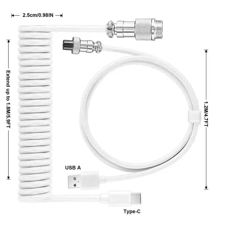 كابل ملفوف USB للوحة المفاتيح الميكانيكية.