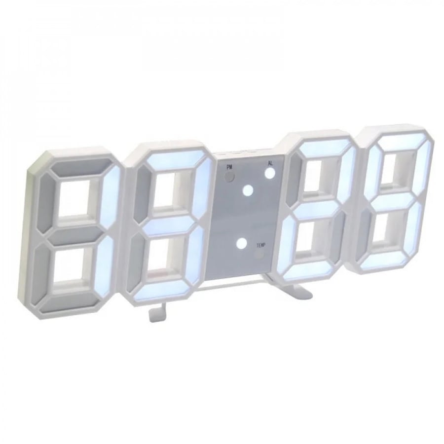 ساعة LED 3D لون ابيض