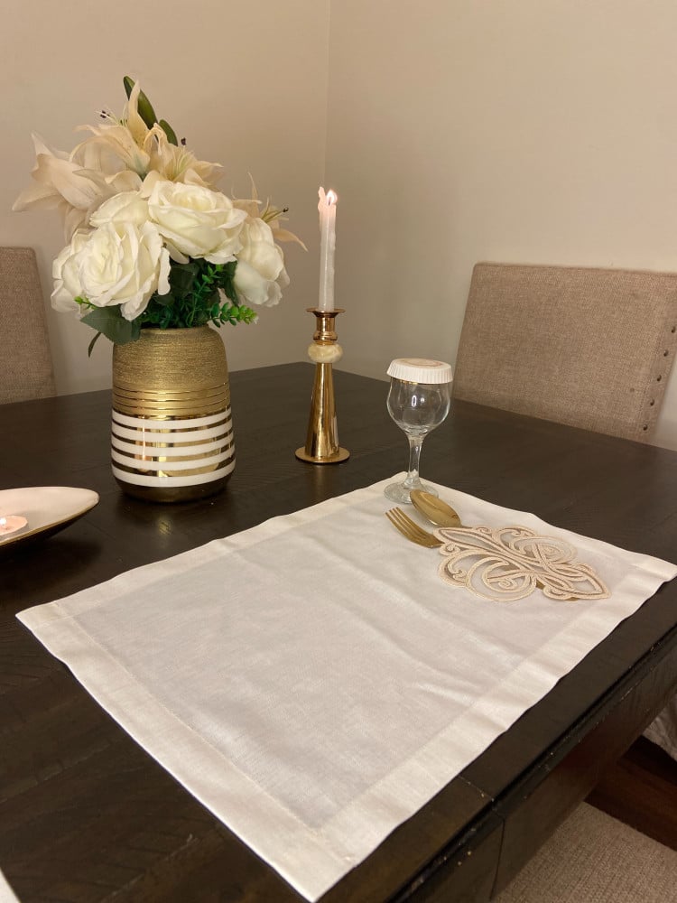 Lace bedspread. Gold