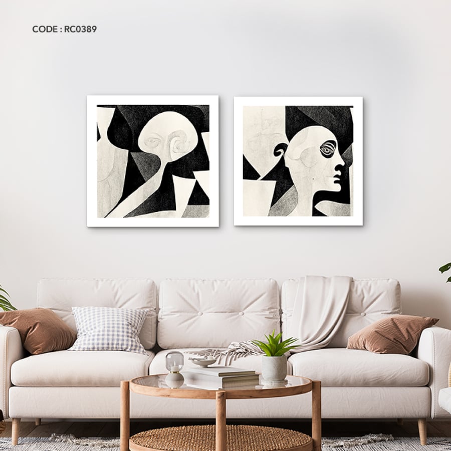 Canvas mural depicting a featureless human face