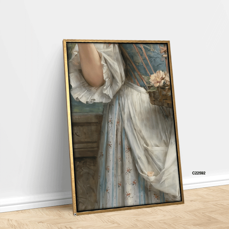 Canvas wall painting of a girl with roses and flowers