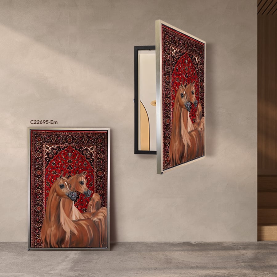 Canvas mural of two Arabian horses - Electricity meter cover