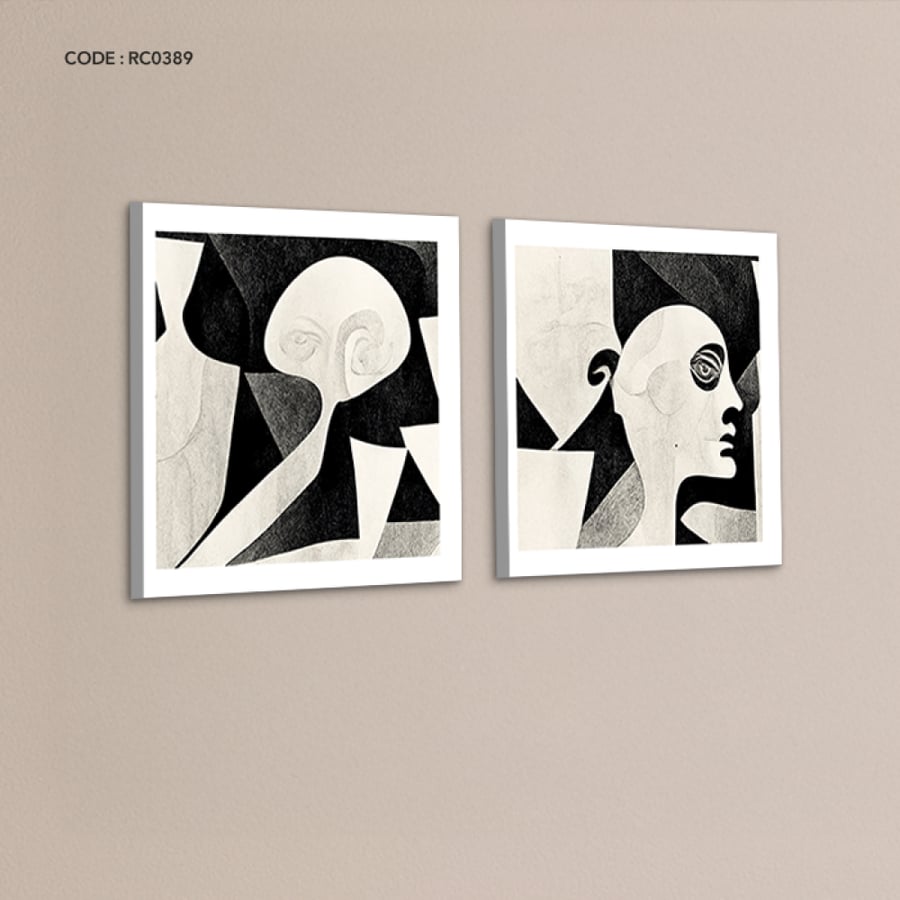 Canvas mural depicting a featureless human face