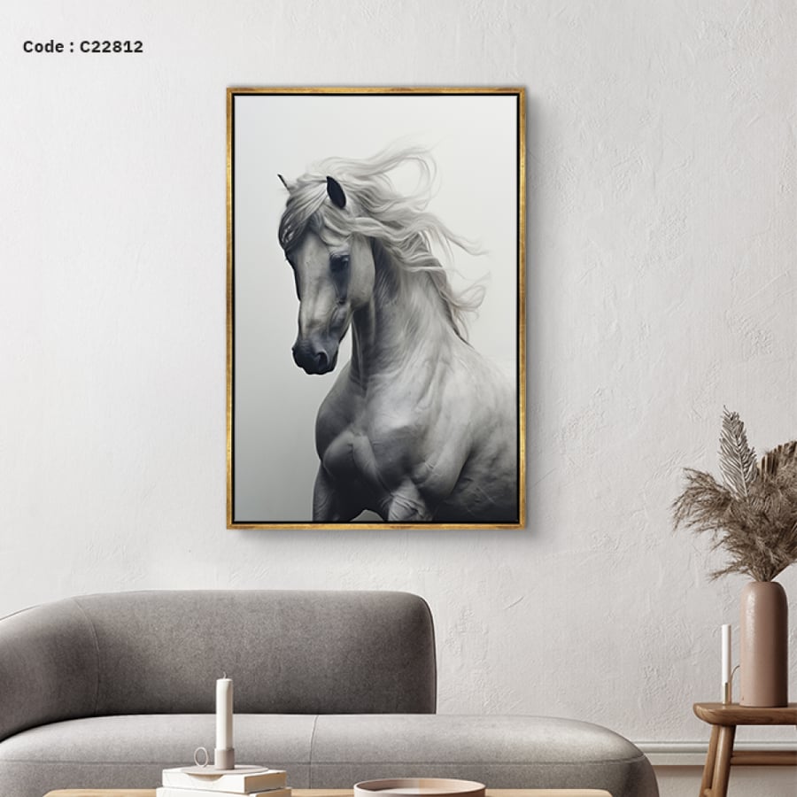 لوحة جدارية كانفس تصور خيل عربي