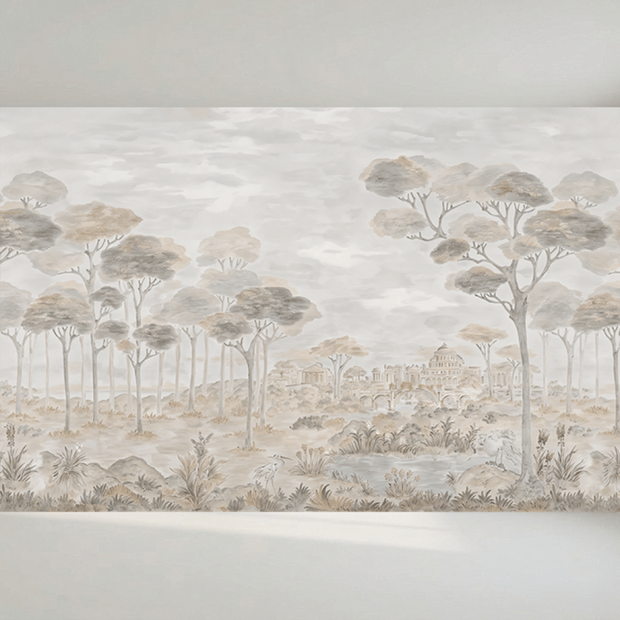Wallpaper featuring trees and vintage countryside scenes