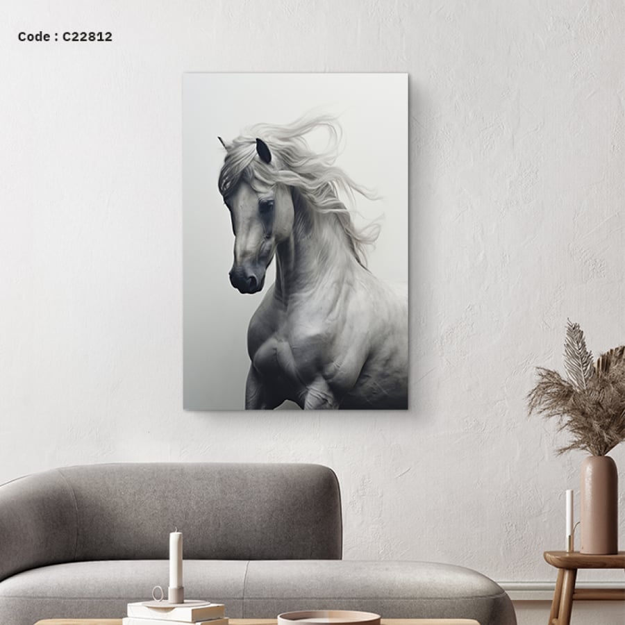 لوحة جدارية كانفس تصور خيل عربي