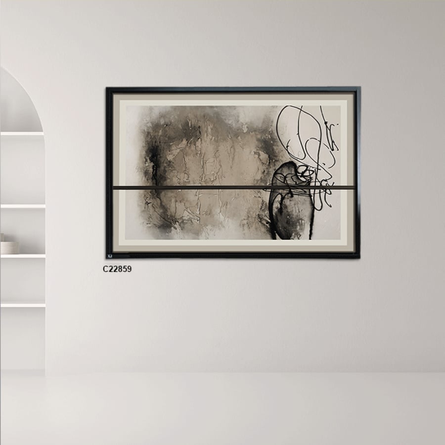 Modern canvas wall art with an abstract ink-style design (black and white)