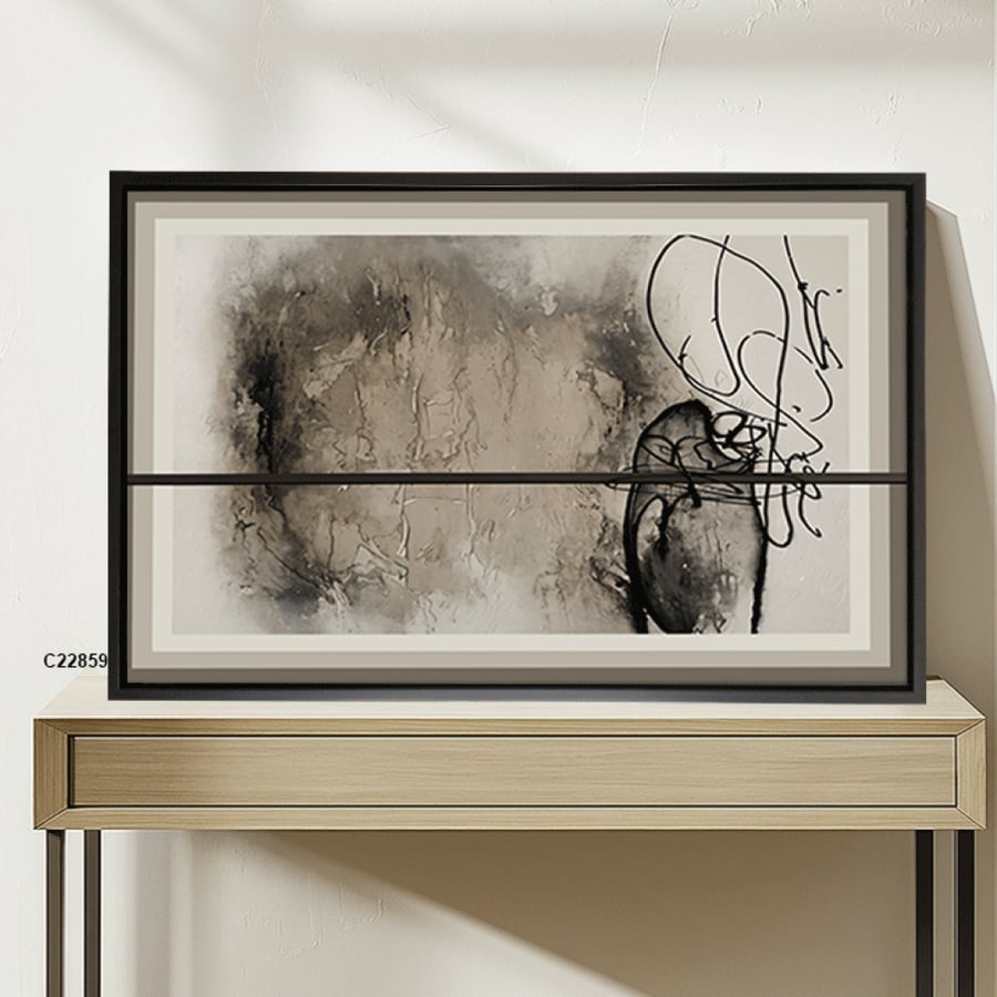Modern canvas wall art with an abstract ink-style design (black and white)