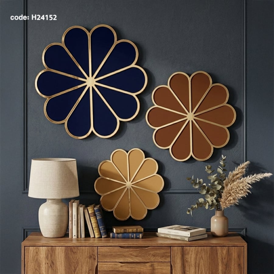 Modern wooden wall art set with a floral design