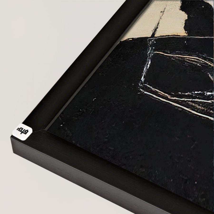 Canvas wall painting, overlapping colors - shades of beige and brown with black - abstract art