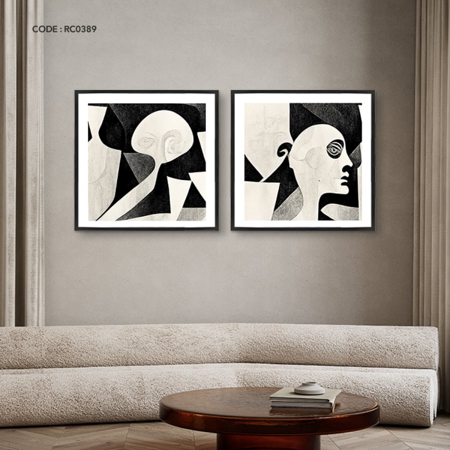 Canvas mural depicting a featureless human face
