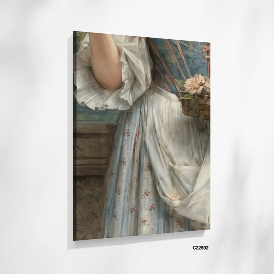 Canvas wall painting of a girl with roses and flowers